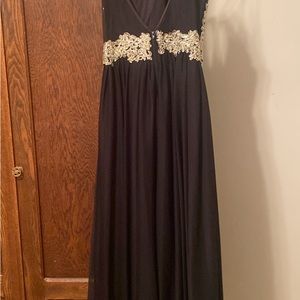 My Michelle Black and Gold Evening Gown